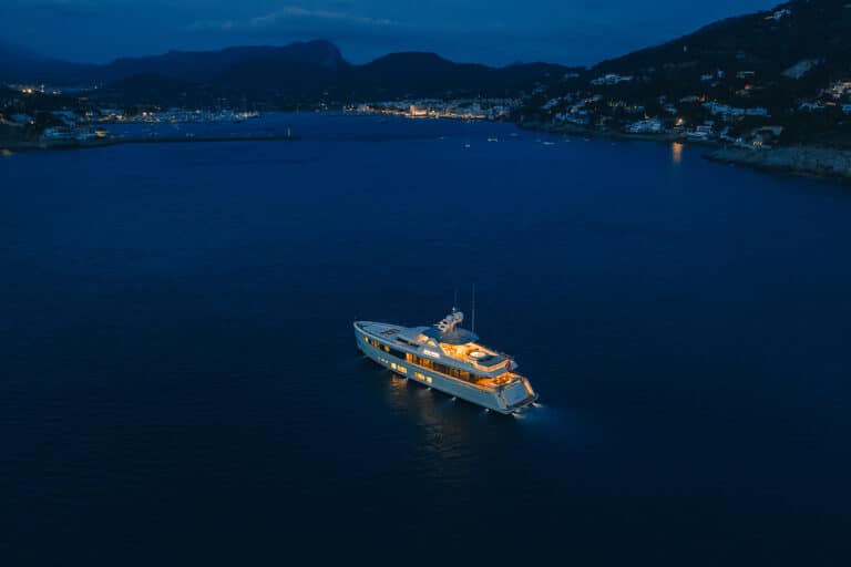 Motor Yacht Calypso Aerial Evening