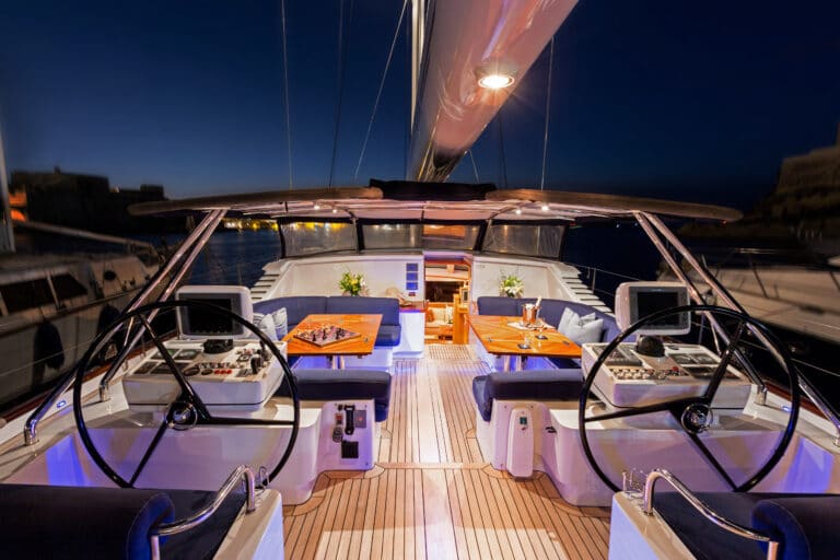 Luxury Sailing Yacht - Margaret Ann - Aft deck By Night