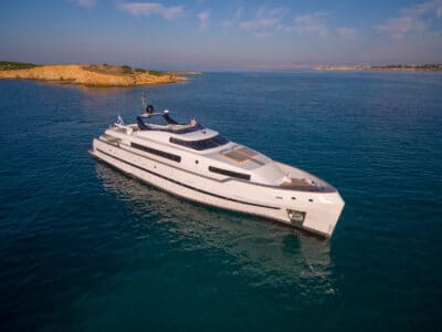 Luxury Motor Yacht PROJECT STEEL drone front