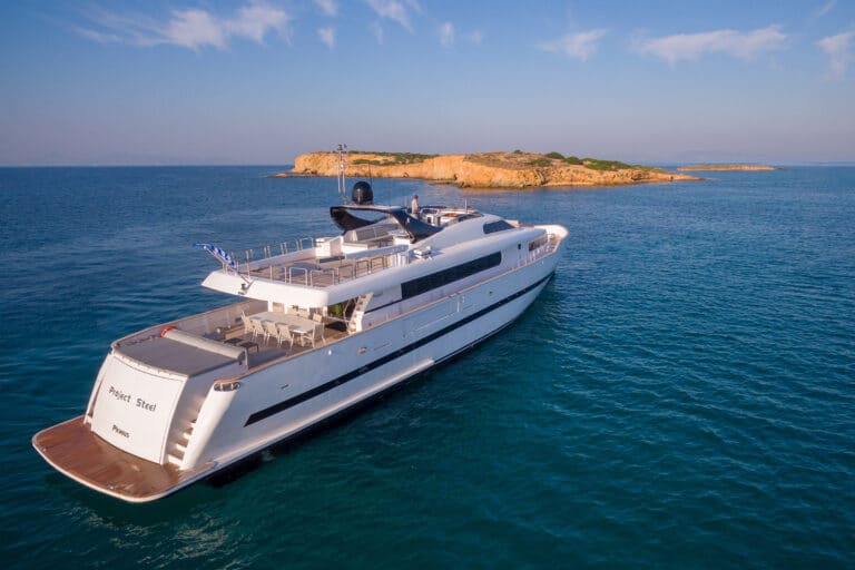 Luxury Motor Yacht PROJECT STEEL drone back