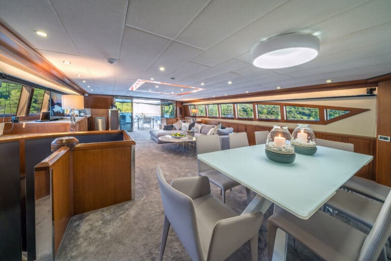 Luxury Motor Yacht SAN LIMI living from dining table