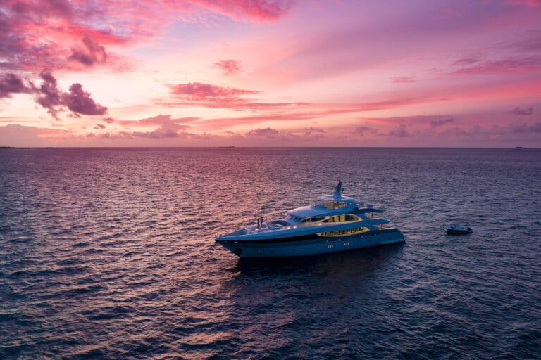 Luxury Motor Yacht SEAREX by sunset