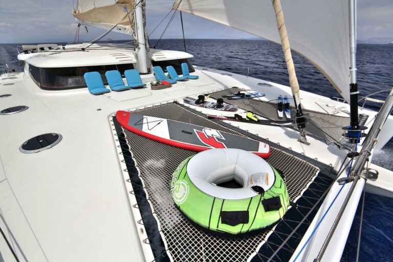 selection of watertoys on charter yacht WORLDS END in Athens area