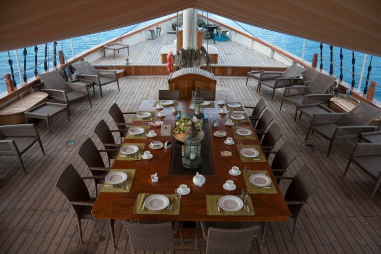 Outside Dining table on SY MUTIARA LAUT indonesia