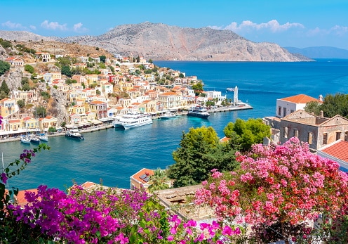 Symi town cityscape, Dodecanese islands, Greece