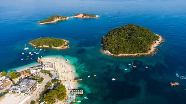 Beautiful sandy Ksamil beach in Albania