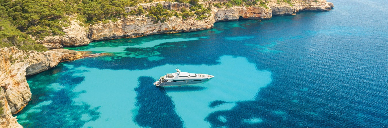 Luxury Yacht aerial view