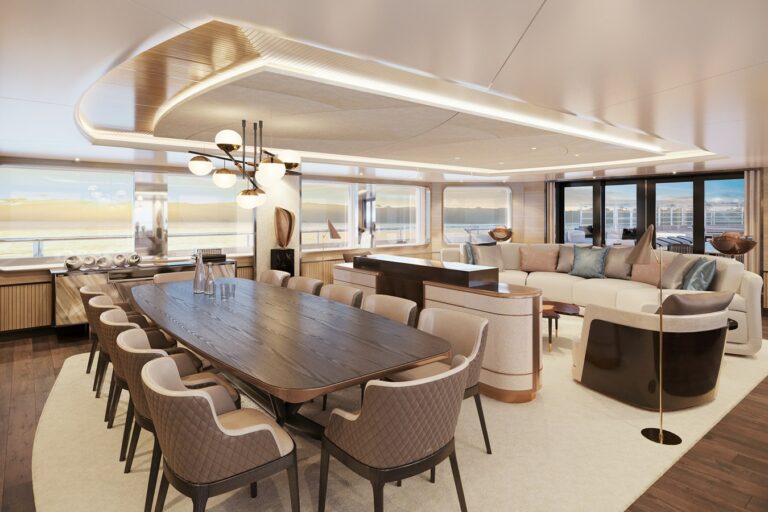 Damen Yachting SeaXplorer 60 tropics lounge dining by H2 Design